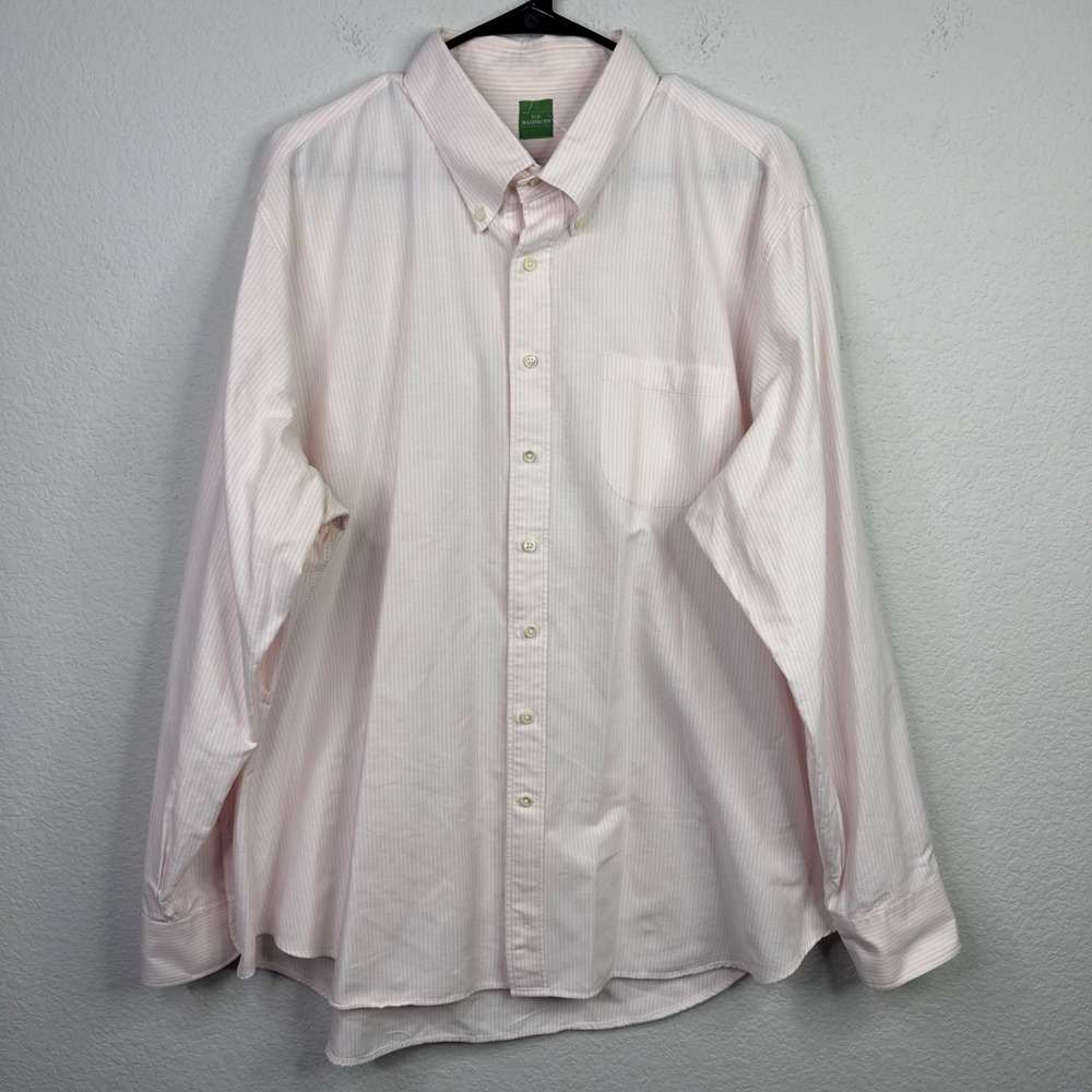 Sid Mashburn‎ Button Shirt Mens XXL Pink White Striped Button Preppy Classic
